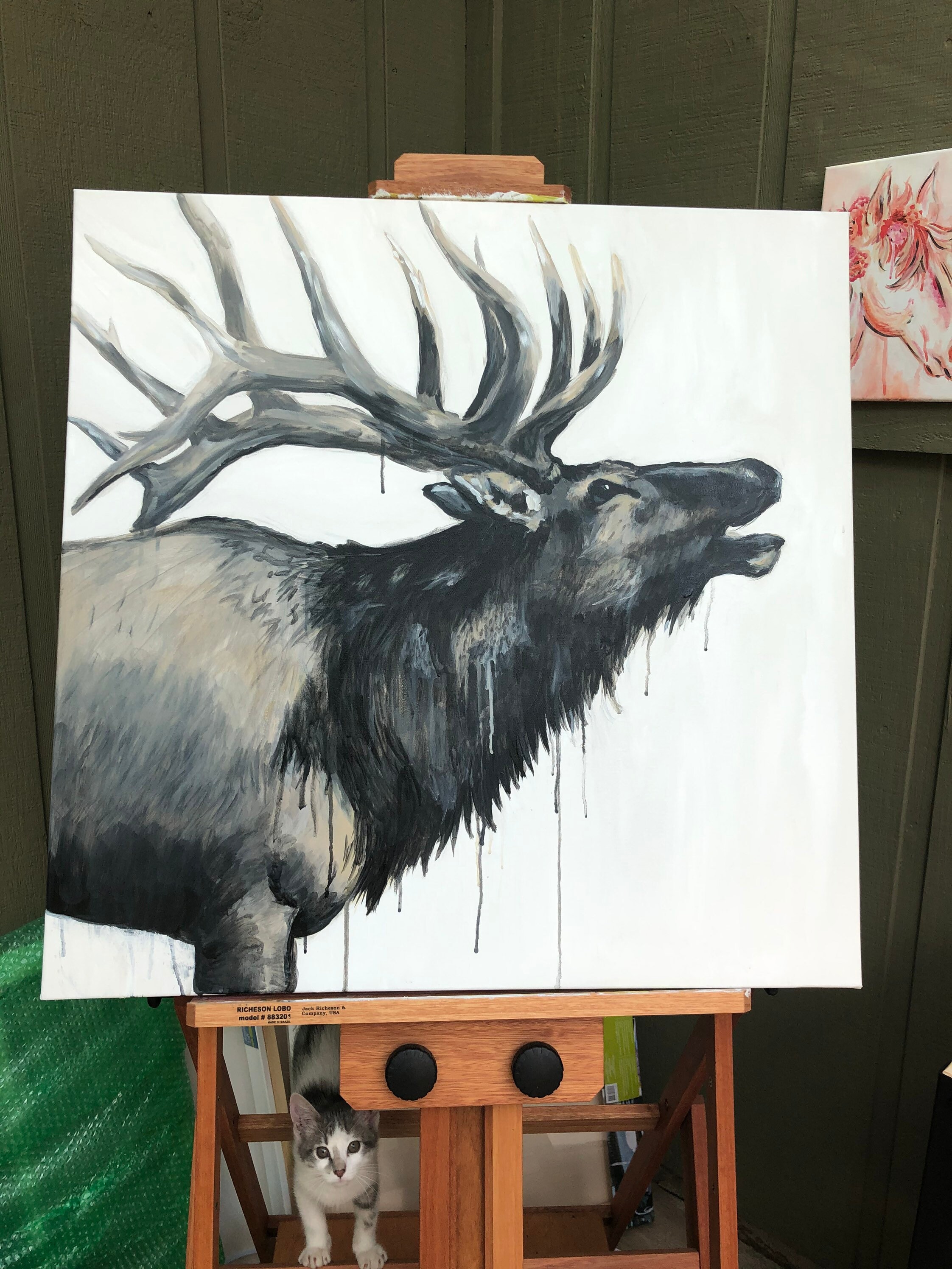 Elk Bugle / elk painting / original acrylic wildlife painting Etsy