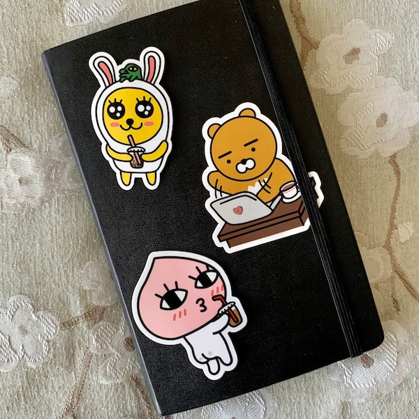 Kakao Friends Stickers | Cafe Ryan, Boba Muzi & Con, Iced Coffee Apeach