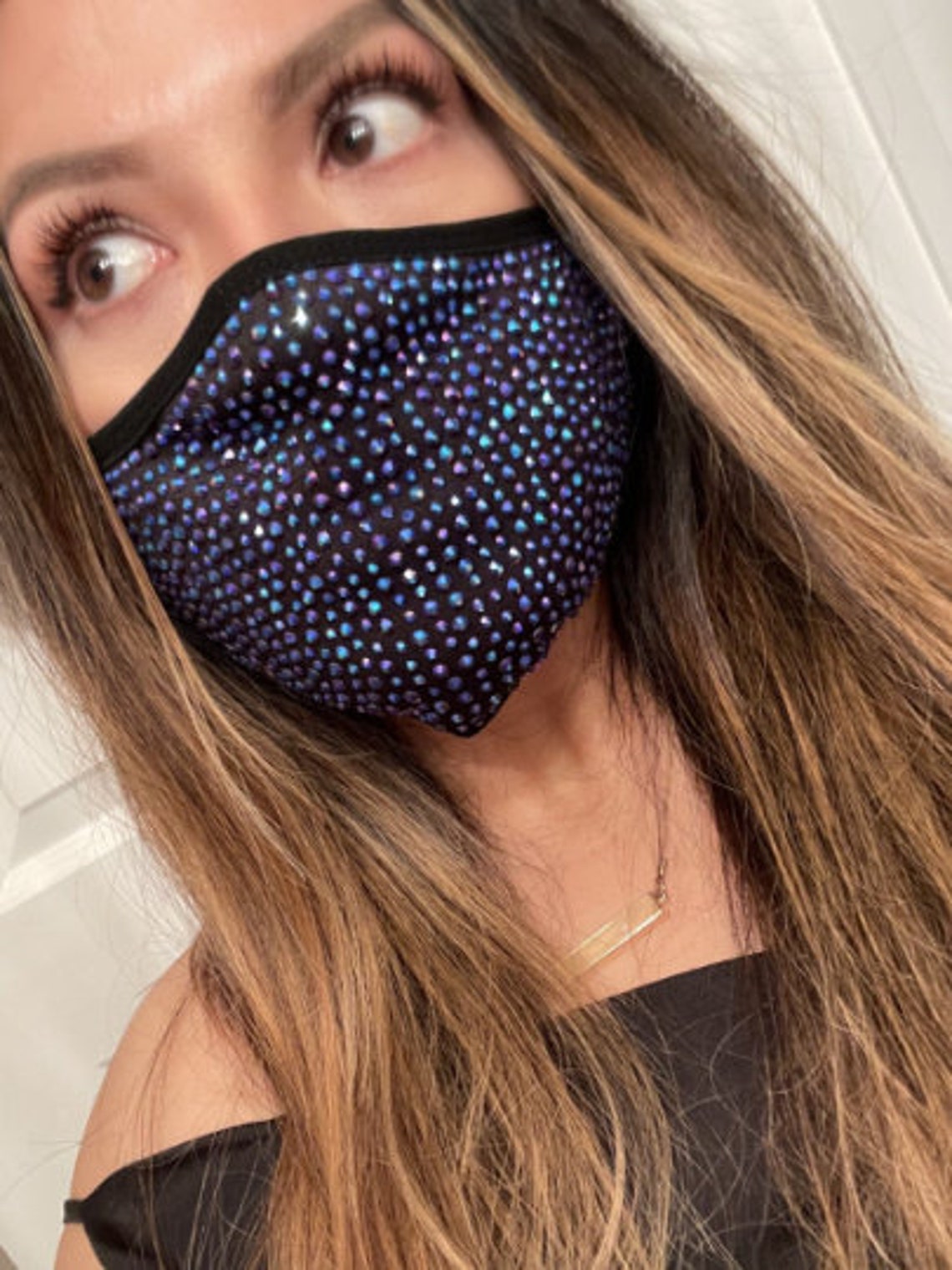 PURPLE Bling Face Mask Bedazzled Face Mask Bling Face Mask Etsy