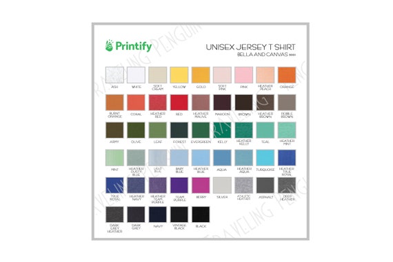Download Printify Bella And Canvas 3001 Shirts Color Chart Printify Etsy