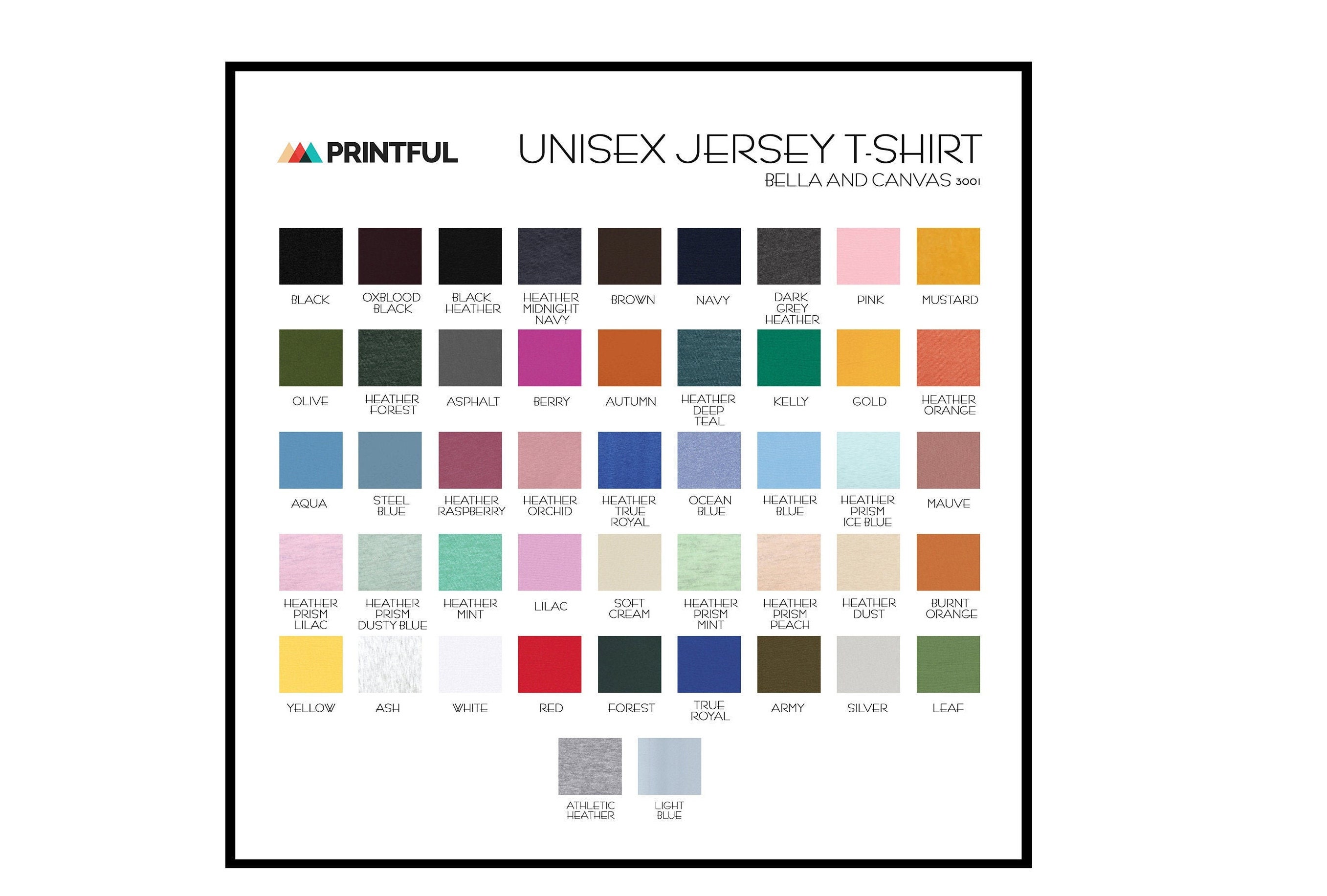 bella and canvas shirt colors