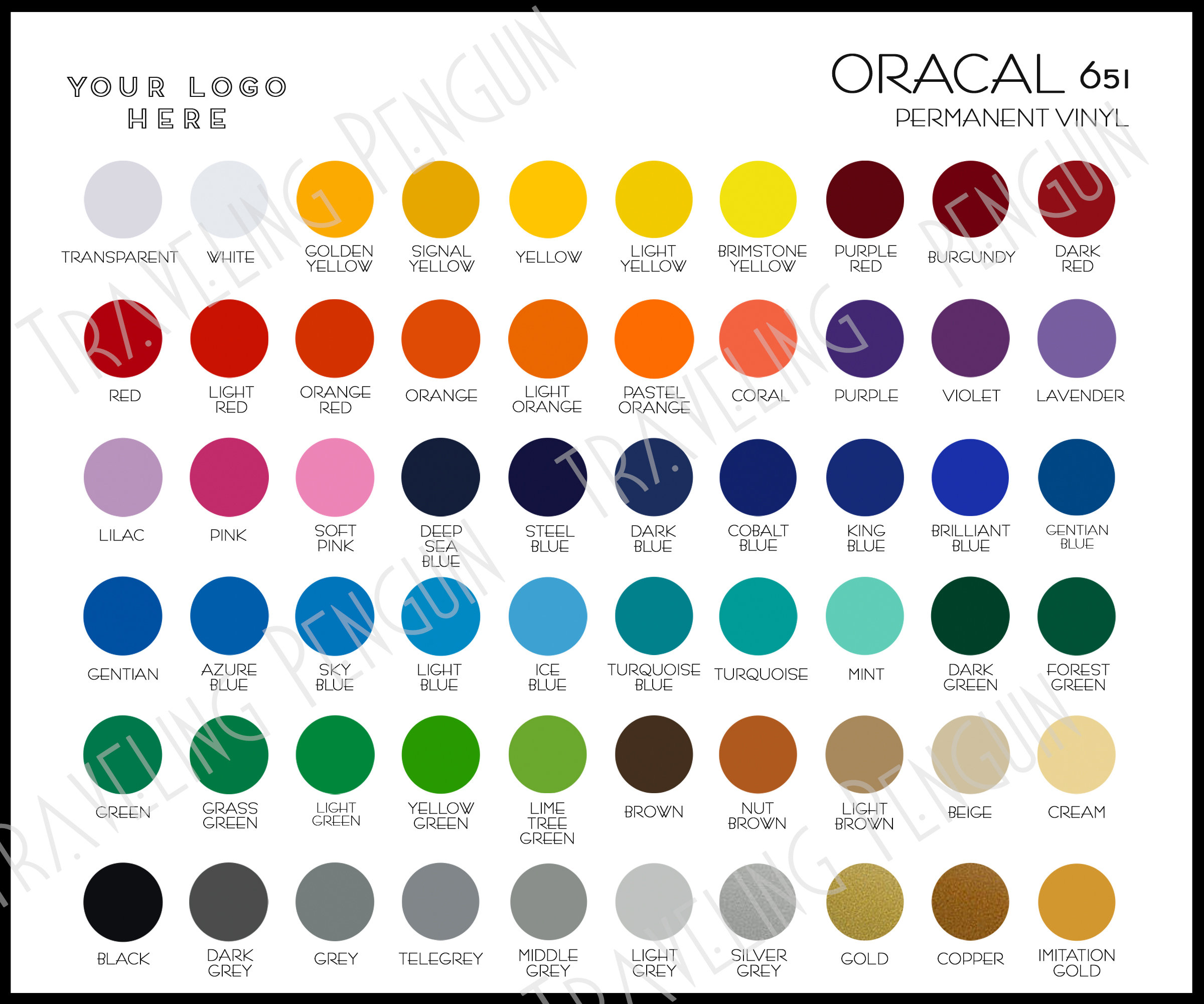 Oracal 651 Permanent Vinyl Decal Color Chart Oracal 651 Etsy