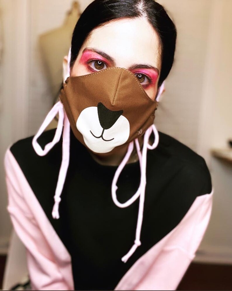 Teddy Bear Animal FACE MASK / Cotton Face Mask / Washable / Etsy
