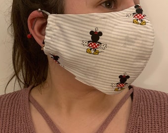 Handmade 100% Cotton Face Mask with Filter Insert -- Minnie Mouse Design