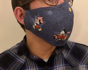 Handmade 100% Cotton Face Mask with Filter Insert -- Mickey Mouse