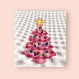 Pink Christmas Tree Needlepoint Canvas