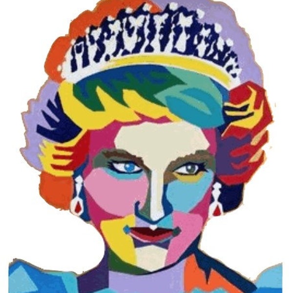 Queen Elizabeth Needlepoint Canvas Etsy