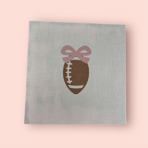 Football with Bow  Printed Needlepoint Canvas