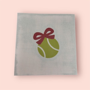 Tennis Ball with Bow  Printed Needlepoint Canvas