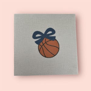 Basketball with Bow  Printed Needlepoint Canvas