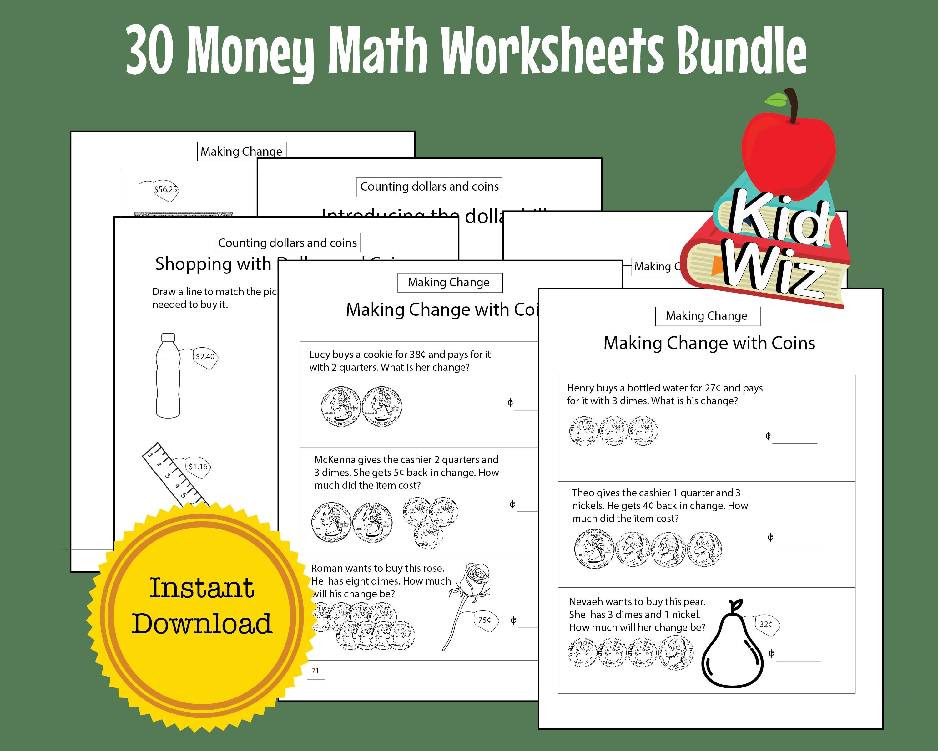 money math worksheets bundle pdf printable for home and etsy new zealand