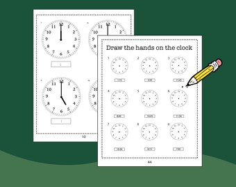 telling time math worksheet 50 page bundle instant download etsy