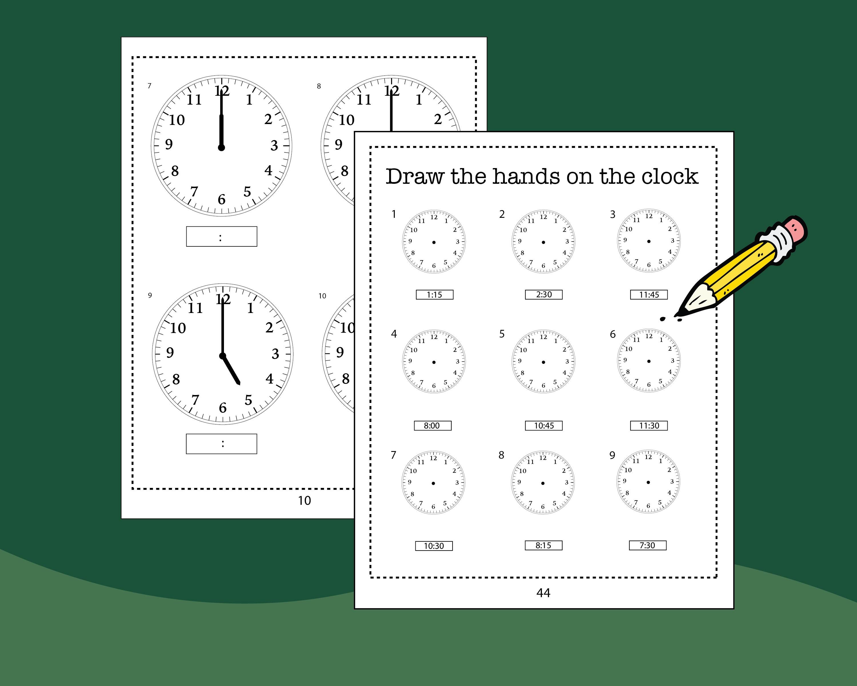 Telling Time Math Worksheet 50 page Bundle Instant Download | Etsy