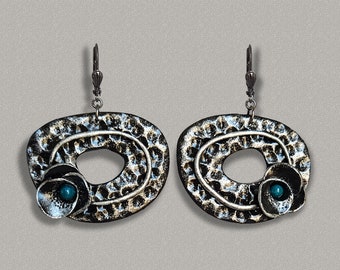 Steampunk-Ohrringe aus Polymer-Ton - Leichte strukturierte Ohrhänger