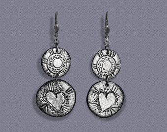 VALENTINSTAG HERZ OHRRINGE Polymer Clay Silber Feminine Einzigartige Leichte Geschenk für sie