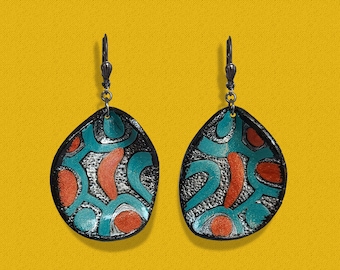 Geometrische Boho Ohrringe aus Ton | Statement Ohrringe