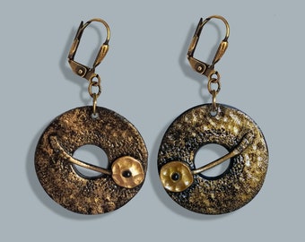 Floral Donut Ton Ohrringe | Antike Messing baumelt