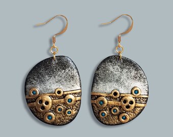 Futuristische Ohrringe - Polymer Clay Ohrring - Kosmische Ästhetik - Statement Ohrringe