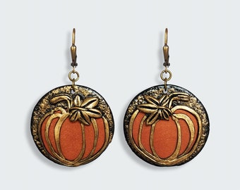 Kürbis Ohrringe aus Fimo - Herbstliche Schmuckstücke