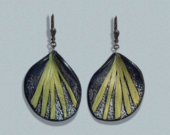 Handgemachte Grüne Polymer Clay Statement Ohrringe