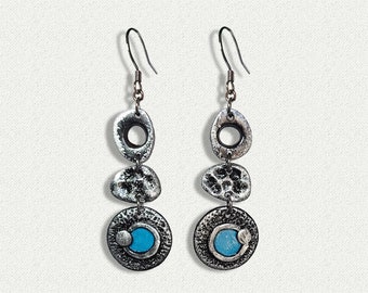 Abstrakte Stein-Ton Ohrringe | Moderne künstlerische Anhänger