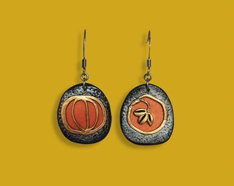 Handgemachte Polymer Clay Kürbis Ohrringe, Thanksgiving Herbst Schmuck