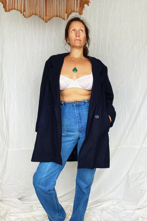 Vintage navy blue woolen coat