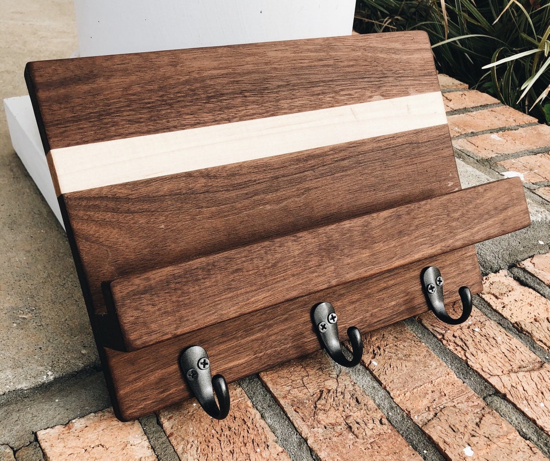 Walnut Key Rack Wooden Key Rack/ Mail Caddy (walnut) - Etsy