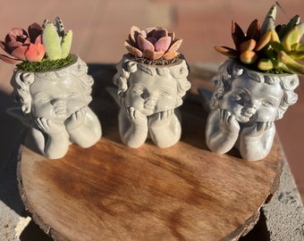 Handcrafted Angel Succulent Planter: Cupid Gift Arrangement