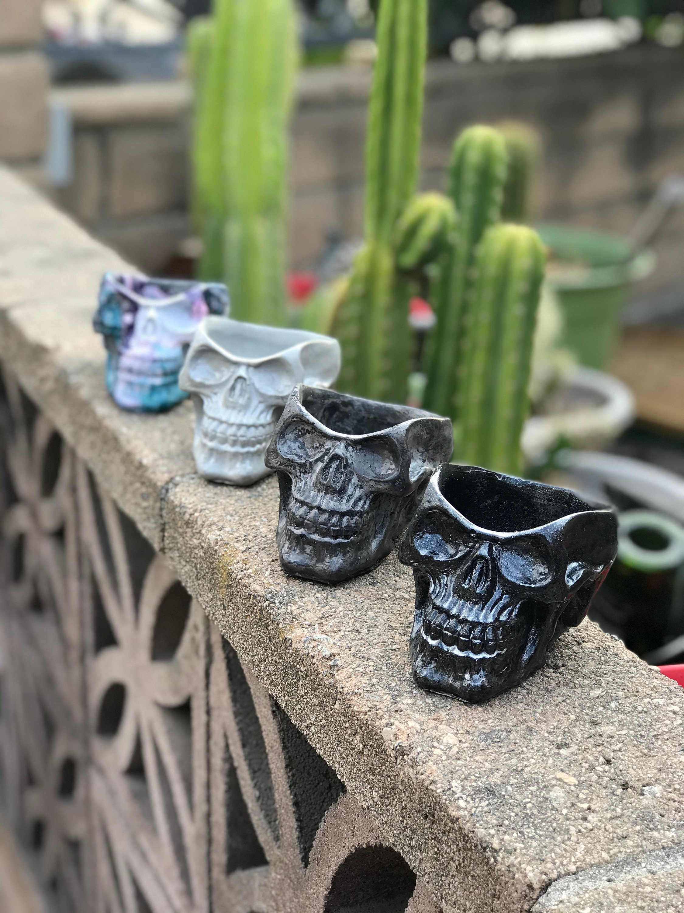 Handcrafted Concrete Skull Planter. Fun & Festive pieces Etsy