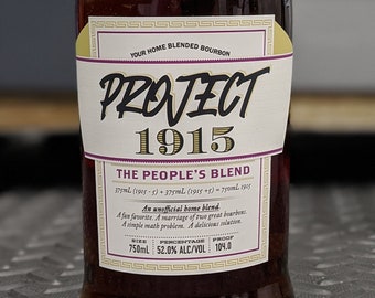 Project 1915 Bourbon Label, The People's Blend, Popular Custom Blend Label, Bourbon Whiskey