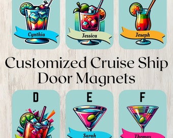 Custom Cruise Door Magnets Personalized Colorful Cocktail Cruise Vacation Decoration for Cabin Door Drink Magnet Pop Art