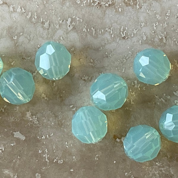 Swarovski crystal 8mm round Chrysolite Opal beads:  Set of six