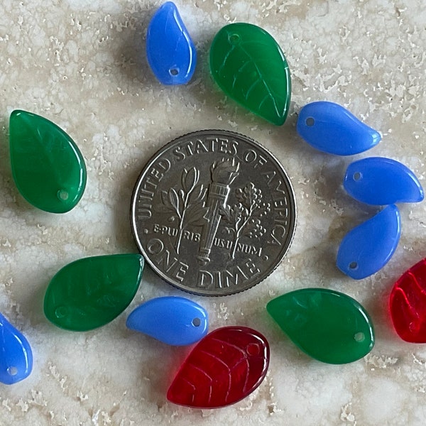 Czech glass leaf beads:  Set of twelve