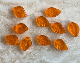 Czech glass leaf beads:  set of ten