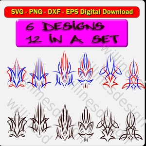Set of 12 Pinstripe, Auto, Motorcycle art, old school design .dxf .svg .eps .png