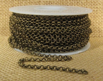 3.0mm Rolo Chain - Antique Brass - CH49-AB - Choose Your Length