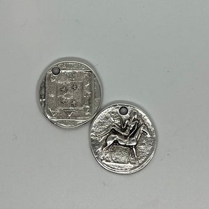 Greek Coin Charm - Silver Plated