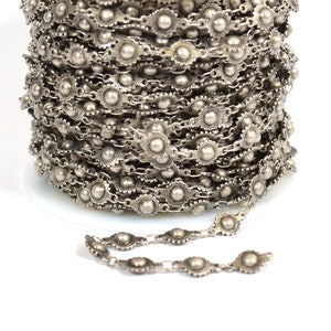 Ball and Cog Chain - Antique Silver- CH78-AS - Choose Your Length