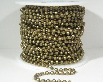 3.2mm Ball Chain - Antique Brass - CH97-AB - Choose Your Length - Connectors Sold Separately