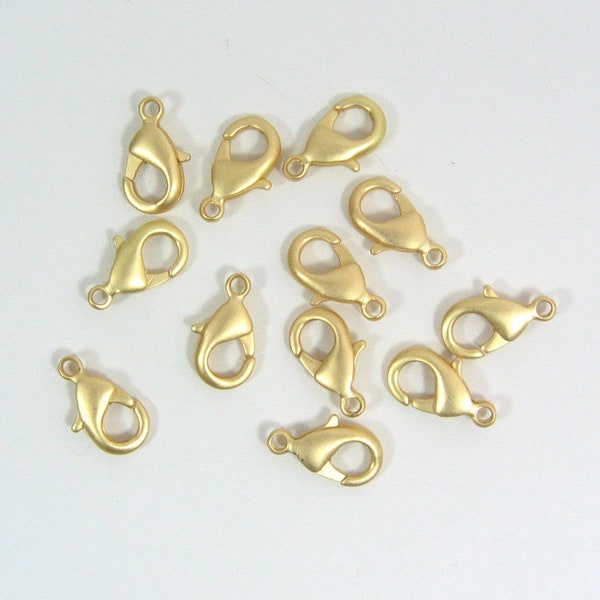 15mm x 9mm Lobster Clasps - Matte Gold - Choose Your Quantity