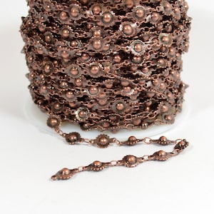 Ball and Cog Chain - Antique Copper- CH78-AC - Choose Your Length