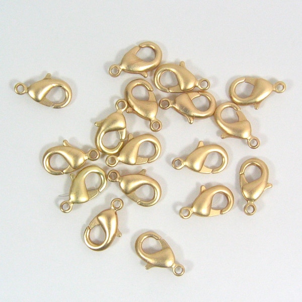 12mm x 7mm Lobster Clasps - Matte Gold - Choose Your Quantity