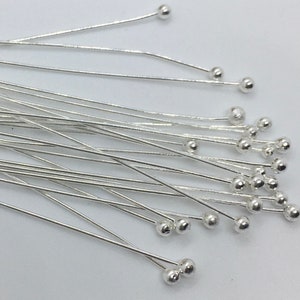 Silver Plated Ball Headpins - pack of 50