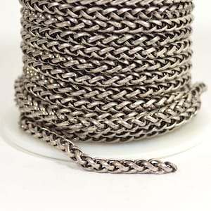 4mm Wheat Chain - Antique Silver - CH121-AS - Choose Your Length