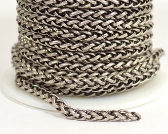 4mm Wheat Chain - Antique Silver - CH121-AS - Choose Your Length