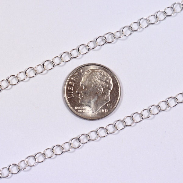 4mm Circle Link Chain - Sterling Silver - SS9-28 - Made in USA - Choose Your Length