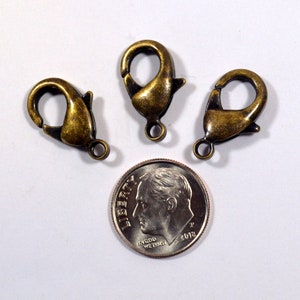 19mm x 11mm Lobster Clasps - Antique Brass - LC19-AB - Choose Your Quantity
