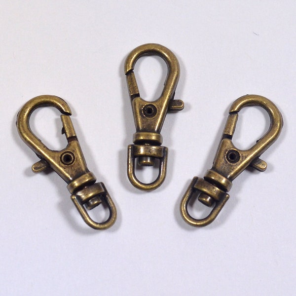 23mm Swivel Lobster Clasps - Antique Brass - Choose Your Quantity