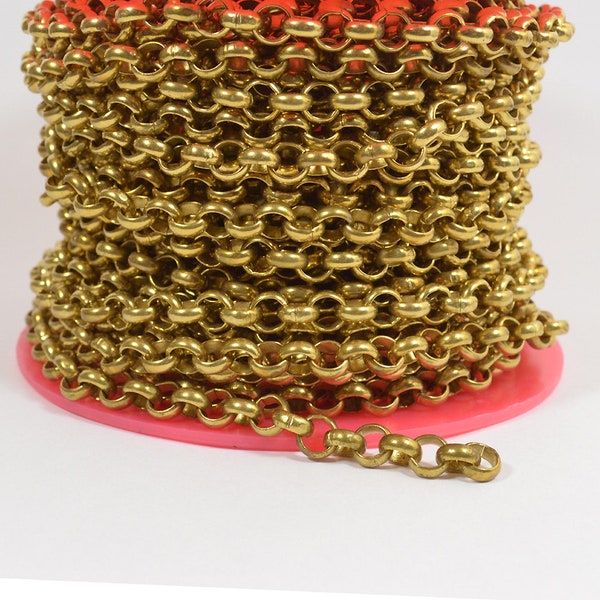 7.0mm Rolo Chain - Raw Brass - CH50-RB - Choose Your Length